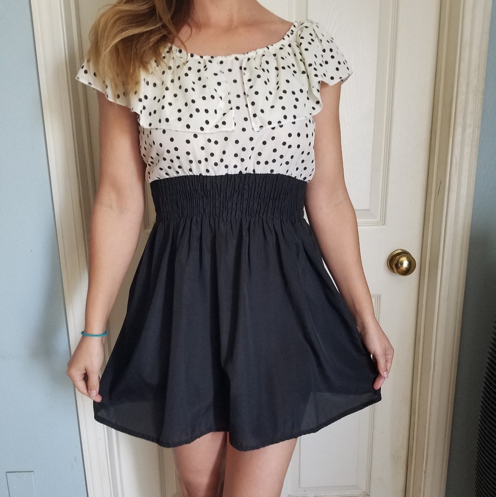 Polka dots and flare skirt in one